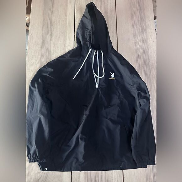 Playboy x PAC Sun hooded windbreaker - Black with white text in XL - Picture 1 of 7